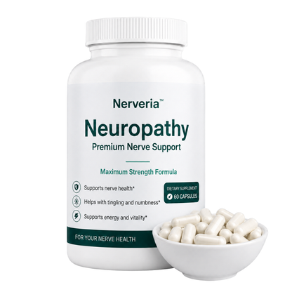 Supplément pour le système nerveux Nerveria™ | Éliminez jusqu’à 98 % des sensations de brûlure, des picotements et de l’engourdissement en 21 jours !