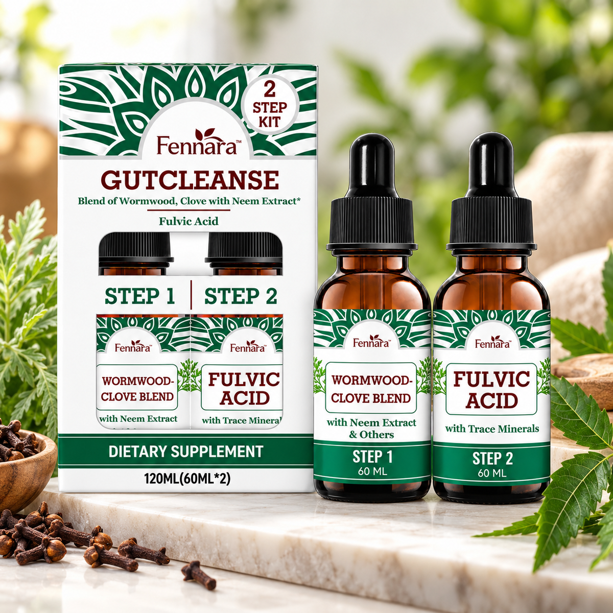 Fennara™ Liquide | Nettoyage intestinal en 2 étapes, formule naturelle à base de plantes pour un intestin plus propre et plus sain